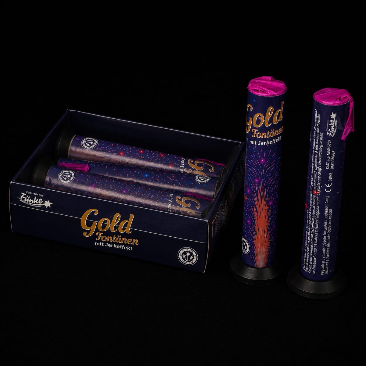 Gold Fontänen mit Farbsternen